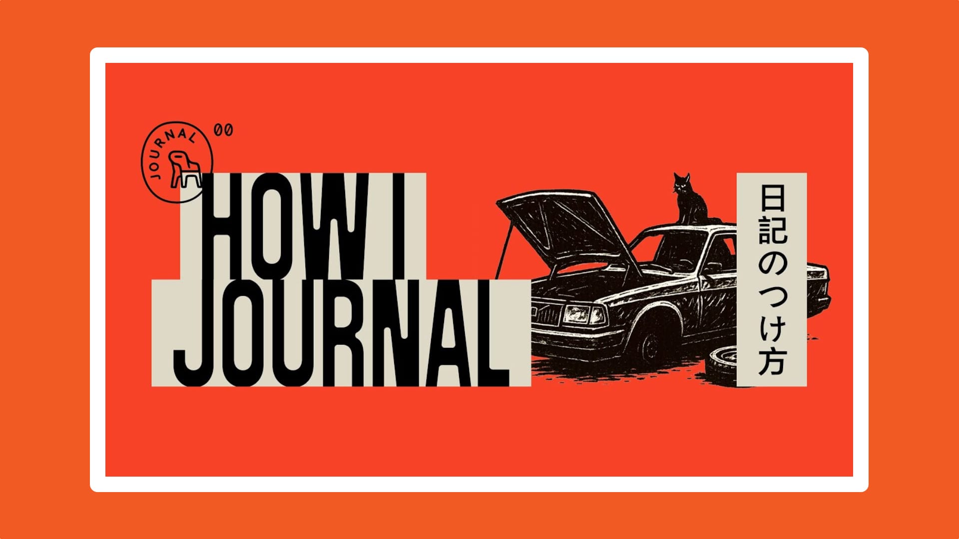 Drawing of a car with a cat on top and the words "How I Journal"