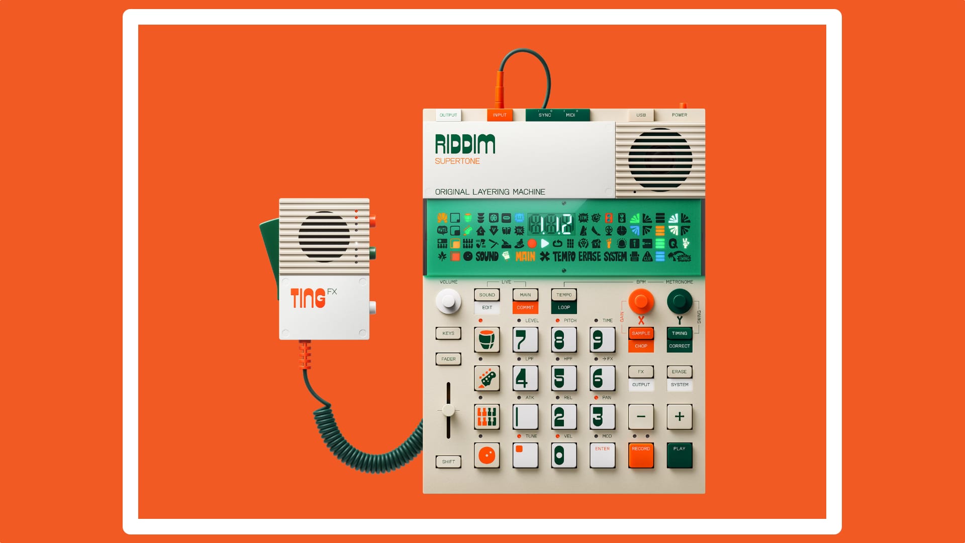 The Riddim and Ting on an orange background.