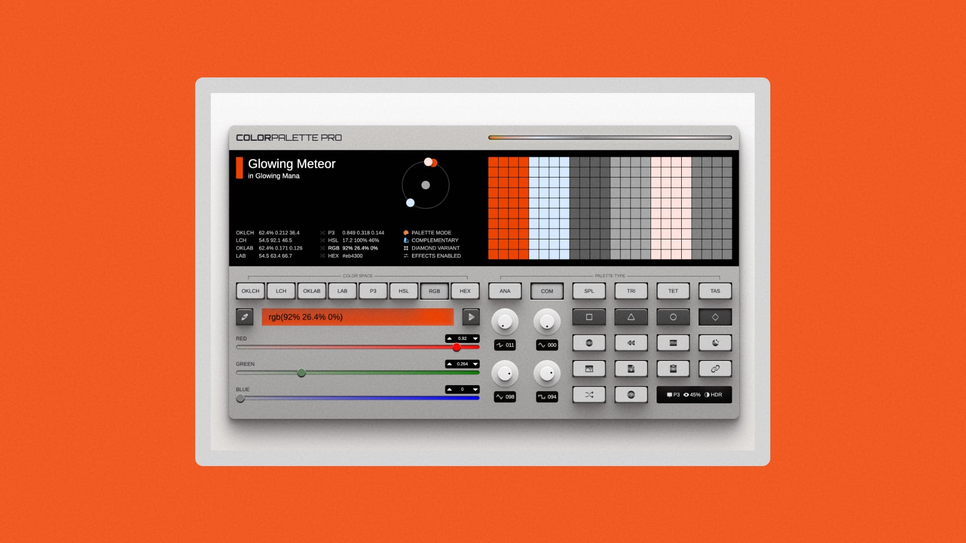 Screenshot of the synthesizer-like UI of the website.