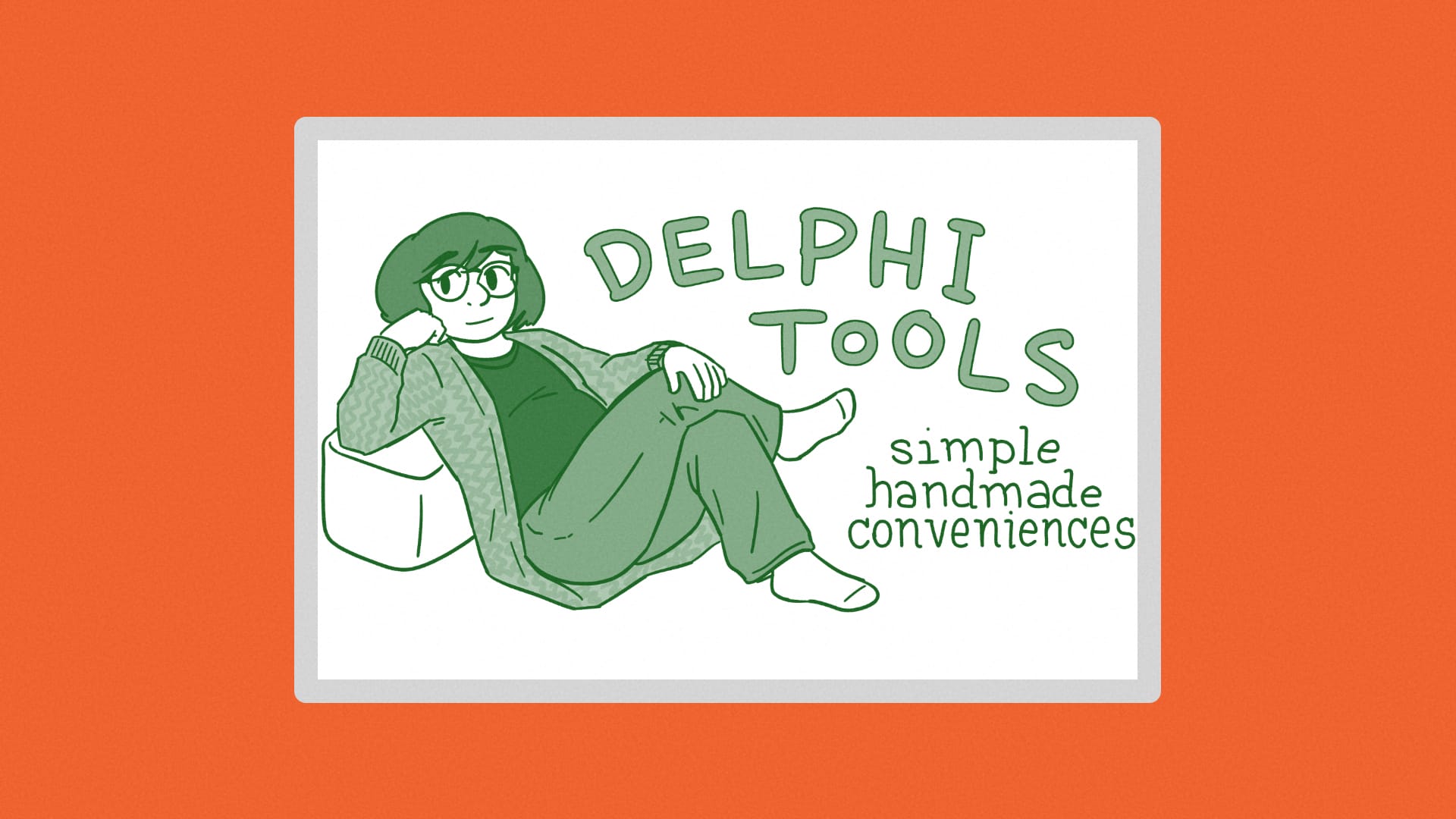 Hand drawing of a character lounging on a cube.